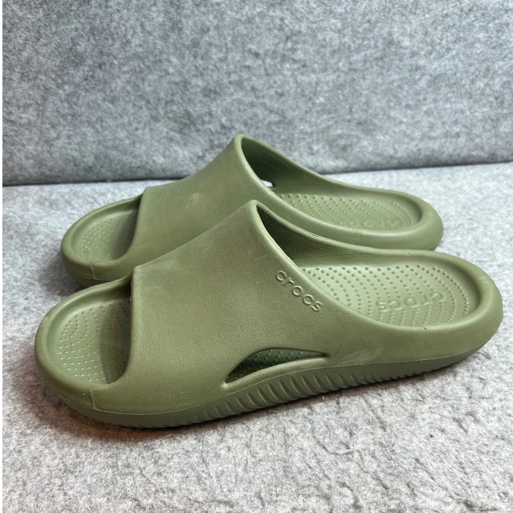 Crocs Mellow Recovery Slides Olive Green Comfort Waterproof Sandals Mens Sz 13